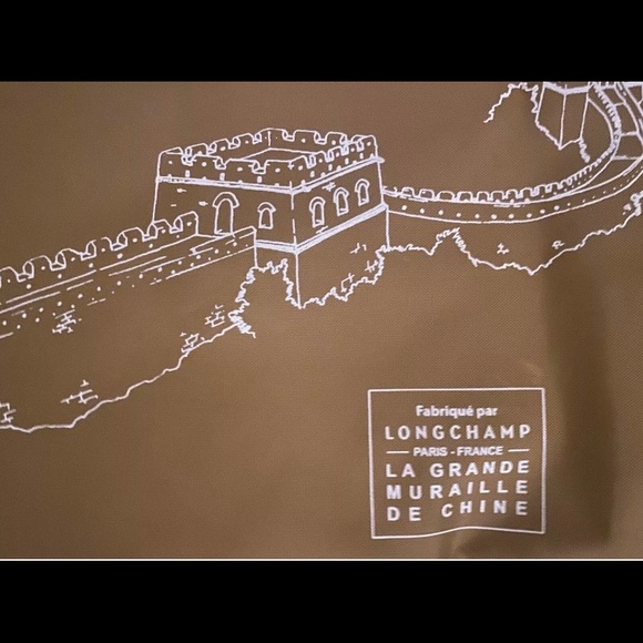 SOLD - LONGCHAMP MUSTARD GOLD GREAT WALL CITY LMTD CHINA Tote RARE LUX Lrg - Picture 5 of 16